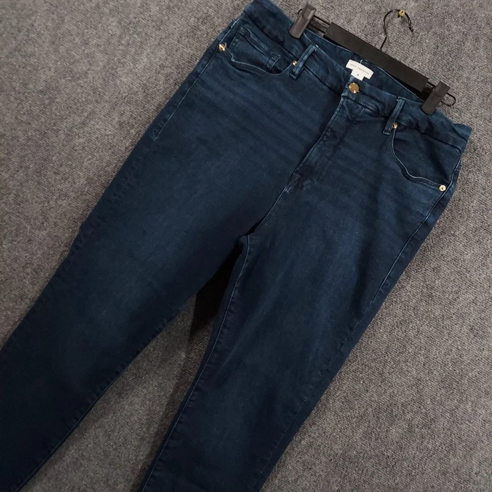 Good American Jeans Womens 18 Blue Dark Wash Skinny Slim Fit Stretch Denim Pants